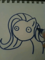 Size: 360x480 | Tagged: safe, artist:askpinkiepieandfriends, fluttershy, human, pegasus, pony, g4, angry, animated, drawing, female, frown, furrowed brow, hand, mare, marker, marker drawing, no, no sound, traditional art, webm