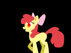 Size: 1600x1200 | Tagged: safe, artist:markuma, apple bloom, earth pony, pony, g4, black background, female, filly, open mouth, open smile, simple background, smiling, solo