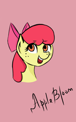 Size: 900x1440 | Tagged: safe, artist:lunalovegoodpony, apple bloom, earth pony, pony, g4, bust, female, filly, freckles, open mouth, open smile, portrait, smiling, solo