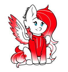 Size: 1666x1756 | Tagged: safe, artist:rcdesenhista, oc, oc only, oc:making amends, pegasus, pony, clothes, colored wings, commission, hoodie, solo, two toned wings, wings, ych result