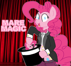 Size: 3750x3500 | Tagged: safe, artist:legendoflink, pinkie pie, earth pony, pony, g4, clone, clothes, cute, diapinkes, female, fishnet stockings, hat, high res, magic, magician outfit, mare, mare magic, multeity, too much pink energy is dangerous
