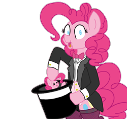 Size: 3750x3500 | Tagged: safe, artist:legendoflink, pinkie pie, earth pony, pony, g4, cute, diapinkes, female, fishnet stockings, high res, magic, magician outfit, mare, simple background, transparent background