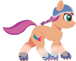Size: 938x760 | Tagged: safe, artist:nootaz, sunny starscout, earth pony, pony, g5, animated, cute, female, mare, roller skates, simple background, skating, solo, sunnybetes, transparent background