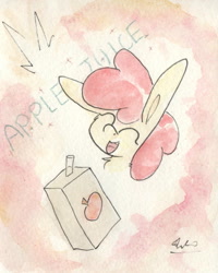 Size: 686x856 | Tagged: safe, artist:slightlyshade, apple bloom, earth pony, pony, g4, apple juice, female, filly, juice, solo