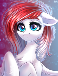 Size: 2000x2600 | Tagged: safe, artist:hakaina, oc, oc only, oc:making amends, pegasus, pony, chest fluff, commission, female, floppy ears, high res, leg fluff, mare, solo, wings, ych result