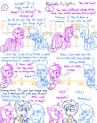 Size: 4779x6013 | Tagged: safe, artist:adorkabletwilightandfriends, twilight sparkle, oc, oc:kent, oc:rachel, alicorn, earth pony, pony, comic:adorkable twilight and friends, g4, adorkable, adorkable twilight, adult drinks, blouse, bonding, butt, candle, clothes, comic, cute, dork, dress, dressup, drink, excited, female, friendship, giddy, giggling, hopping, humor, jumping, laughing, male, mare, plot, restaurant, skirt, slice of life, smiling, stallion, surprised, table, twilight sparkle (alicorn), waiter, walking