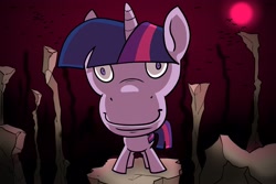 Size: 3000x2000 | Tagged: safe, artist:swagstapiece, twilight sparkle, pony, unicorn, g4, abomination, cursed image, female, high res, looking at you, mare, nightmare fuel, not salmon, solo, staring into your soul, unicorn twilight, wat