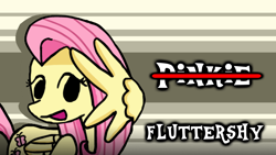 Size: 1280x720 | Tagged: safe, artist:swordsmen, artist:yuuta420, fluttershy, pony, g4, abstract background, friday night funkin', mod, parody, solo, thumbnail, video at source, wings