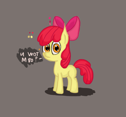 Size: 904x841 | Tagged: safe, artist:thesubtle, apple bloom, earth pony, pony, g4, female, filly, looking at you, solo, speech bubble, u wot m8