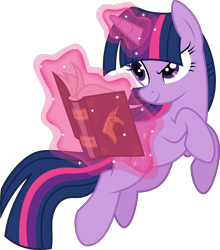 Size: 6000x6820 | Tagged: safe, artist:twilirity, twilight sparkle, pony, unicorn, g4, .svg available, absurd resolution, book, dreamworks face, female, glowing, glowing horn, horn, magic, magic aura, mare, simple background, smiling, smirk, solo, telekinesis, transparent background, unicorn twilight, vector