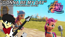 Size: 3840x2160 | Tagged: safe, edit, edited screencap, screencap, sunny starscout, oc, oc:assetto-forza massimo, pony, g5, my little pony: a new generation, 3d, female, garageband, garageband cover, gonna be my day, guitar, high res, mare, musical instrument, roller skates, rollerblades, thumbnail, youtube link, youtube link in the description