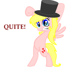 Size: 718x734 | Tagged: safe, alternate version, artist:zombietator, oc, oc only, oc:claire, pegasus, pony, base used, bipedal, eyelashes, female, hat, mare, monocle, pegasus oc, top hat, wings