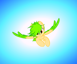 Size: 762x634 | Tagged: safe, artist:zombietator, oc, oc only, pegasus, pony, colored wings, female, flying, gradient background, mare, pegasus oc, solo, two toned wings, wings