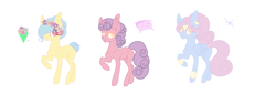 Size: 1762x664 | Tagged: safe, artist:aonairfaol, oc, oc only, earth pony, pegasus, pony, base used, earth pony oc, floral head wreath, flower, pegasus oc, raised hoof, simple background, smiling, white background