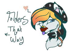 Size: 600x422 | Tagged: safe, artist:aonairfaol, oc, oc only, earth pony, pony, :p, beanie, bust, collar, earth pony oc, eyelashes, female, floating heart, hat, heart, mare, one eye closed, palindrome get, simple background, solo, tongue out, transparent background, wink