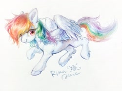 Size: 3488x2616 | Tagged: safe, artist:rikadiane, rainbow dash, pony, g4, high res, solo, traditional art