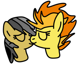 Size: 812x680 | Tagged: safe, artist:jadeharmony, daring do, spitfire, pegasus, pony, g4, boop, daringfire, eyes closed, female, head only, kissing, lesbian, mare, noseboop, shipping, simple background, transparent background