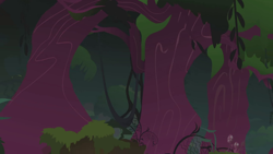 Size: 1280x720 | Tagged: safe, screencap, friendship is magic, g4, season 1, background, everfree forest, night, no pony, scenic ponyville, tree