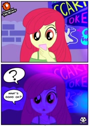 Size: 575x813 | Tagged: safe, artist:theminus, apple bloom, human, equestria girls, g4, blacklight, looking at you, open mouth, question mark, show accurate, speech bubble