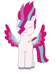 Size: 2448x3264 | Tagged: safe, artist:supahdonarudo, zipp storm, pegasus, pony, g5, aladdin sane, colored wings, david bowie, eyes closed, face paint, front view, high res, hilarious in hindsight, reference, simple background, spread wings, transparent background, wings