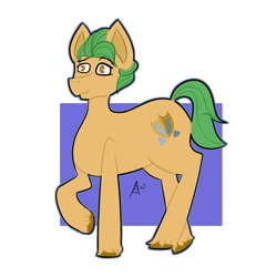 Size: 2000x2000 | Tagged: safe, artist:arthu, hitch trailblazer, earth pony, pony, g5, eyebrows, eyebrows visible through hair, high res, male, no pupils, raised hoof, smiling, solo, stallion, unshorn fetlocks