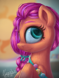 Size: 1631x2160 | Tagged: safe, artist:noasha, sunny starscout, earth pony, pony, g5, bust, female, solo, tongue out