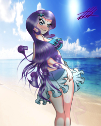 Size: 1080x1350 | Tagged: safe, artist:mlp-france-yt, rarity, human, g4, beach, clothes, female, humanized, solo, swimsuit