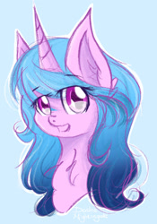 Size: 1280x1832 | Tagged: safe, artist:dashienightingale, izzy moonbow, pony, unicorn, g5, bust, female, portrait, simple background, solo