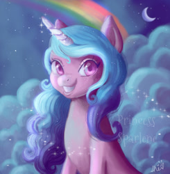 Size: 1280x1306 | Tagged: safe, artist:princesssparlene, izzy moonbow, pony, unicorn, g5, female, rainbow, solo