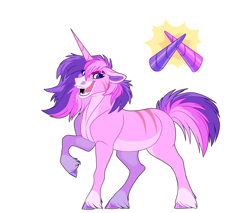 Size: 2000x1700 | Tagged: safe, artist:uunicornicc, oc, oc only, pony, unicorn, female, magical lesbian spawn, mare, offspring, parent:tempest shadow, parent:twilight sparkle, parents:tempestlight, simple background, solo, white background