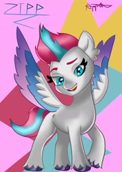 Size: 1240x1754 | Tagged: safe, artist:nanofam, zipp storm, pegasus, pony, g5, cutie mark background, female, solo