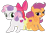 Size: 3000x2037 | Tagged: safe, artist:gmaplay, apple bloom, scootaloo, sweetie belle, earth pony, pegasus, pony, unicorn, g4, bloom butt, booty mark crusaders, butt, cutie mark crusaders, high res, plot, scootabutt, simple background, sweetie butt, transparent background, trio