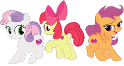 Size: 3830x2037 | Tagged: safe, alternate version, artist:gmaplay, apple bloom, scootaloo, sweetie belle, earth pony, pegasus, pony, unicorn, g4, bloom butt, booty mark crusaders, butt, cutie mark crusaders, high res, plot, scootabutt, simple background, sweetie butt, transparent background, trio