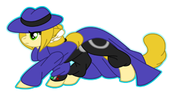 Size: 1000x549 | Tagged: safe, artist:akuoreo, pony, clothes, hat, neko detective, play time, ponified, simple background, solo, transparent background, trenchcoat