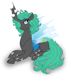 Size: 935x1000 | Tagged: safe, artist:akuoreo, oc, oc only, oc:ebony (avats), changeling, changeling queen, fanfic:a voice among the strangers, changeling queen oc, female, simple background, solo, transparent background