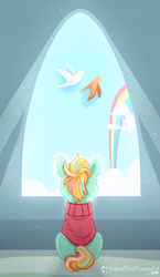 Size: 1024x1762 | Tagged: safe, artist:hopenotfound, oc, oc only, oc:ocean beats, bird, pony, clothes, colt, male, solo, sweater