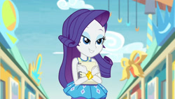 Size: 3410x1920 | Tagged: safe, screencap, rarity, equestria girls, equestria girls specials, g4, my little pony equestria girls: better together, my little pony equestria girls: rollercoaster of friendship, bracelet, female, hairpin, high res, jewelry, rarity peplum dress, smiling, solo