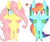 Size: 101x84 | Tagged: safe, artist:waackery, fluttershy, rainbow dash, pegasus, pony, g4, female, heart, lesbian, mare, picture for breezies, pixel art, ship:flutterdash, shipping, simple background, transparent background, wings