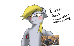 Size: 1440x900 | Tagged: safe, artist:tranzmuteproductions, derpy hooves, human, pegasus, pony, g4, blushing, courtroom, drawing, female, floppy ears, hoof hold, mare, new england patriots, pencil, simple background, sketch, talking, teary eyes, tom brady, white background