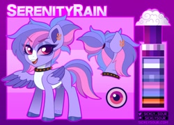 Size: 1343x967 | Tagged: safe, artist:sickly-sour, oc, oc only, oc:serenityrain, pegasus, pony, reference sheet, solo
