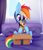 Size: 1215x1398 | Tagged: safe, artist:omi, daring do, rainbow dash, pegasus, pony, g4, amazon, bed, bedroom, box, curtains, female, hoof hold, mare, package, packing peanuts, pillow, plushie, solo, unboxing, window