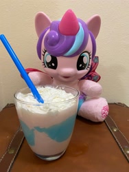 Size: 3024x4032 | Tagged: safe, photographer:buceps, princess flurry heart, g4, cute, flurrybetes, irl, milkshake, photo, toy, unicorn milkshake