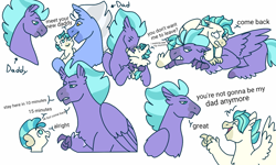 Size: 1272x762 | Tagged: safe, artist:charlie03bigote, seaspray, sky beak, terramar, hippogriff, seapony (g4), g4, father and child, father and son, male, ship:seabeak, simple background, white background