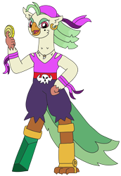 Size: 2100x3044 | Tagged: safe, artist:supahdonarudo, captain celaeno, avian, parrot pirates, g4, amputee, bandana, belt buckle, captain syrup, coin, ear piercing, earring, high res, jewelry, necklace, peg leg, piercing, pirate, prosthetic leg, prosthetic limb, prosthetics, simple background, transparent background, wario land