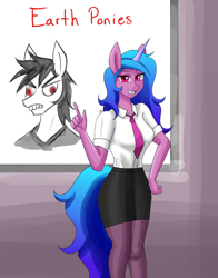 Size: 2200x2800 | Tagged: safe, artist:zachc, izzy moonbow, oc, oc only, unicorn, anthro, g5, clothes, female, high res, looking at you, socks, solo, thigh highs