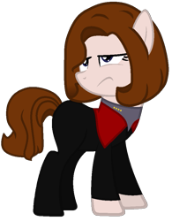 Size: 701x897 | Tagged: artist needed, safe, earth pony, pony, clothes, female, kathryn janeway, mare, ponified, simple background, star trek, star trek: voyager, transparent background, uniform