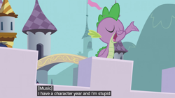Size: 1920x1080 | Tagged: safe, edit, edited screencap, screencap, spike, g4, the crystal empire, caption, meme, the failure song, youtube caption