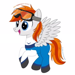Size: 2292x2292 | Tagged: safe, artist:willow krick, oc, oc:felix gulfstream, pegasus, pony, clothes, commission, flight suit, goggles, high res, male, simple background, solo, uniform