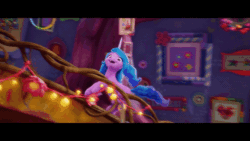Size: 1200x675 | Tagged: safe, screencap, izzy moonbow, pony, g5, my little pony: a new generation, spoiler:my little pony: a new generation, 3d, adorasexy, animated, cute, fit right in (g5), gif, la villa izzy, sexy, shoulders, solo