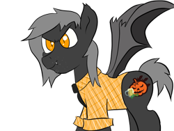 Size: 1024x768 | Tagged: safe, artist:tranzmuteproductions, oc, oc only, oc:tranzmute, bat pony, pony, bat pony oc, bat wings, clothes, male, simple background, solo, stallion, transparent background, wings